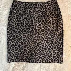 CAbi Leopard Print Pencil Skirt - Black and Tan
